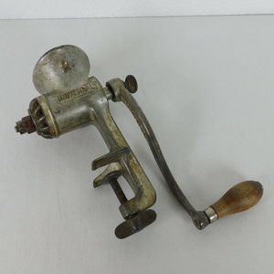 Universal Meat Kitchen Grinder 2 Cast Iron Wood Handle Hand Crank Vintage No Box